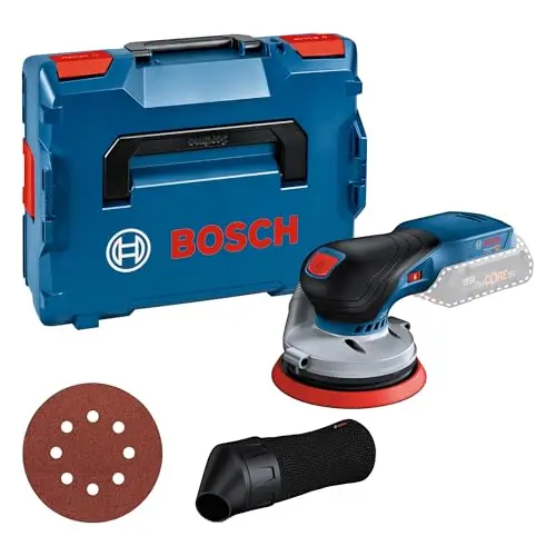 Bosch 18V Akku Exzenterschleifer GEX 18V-125 mit Schleifteller, Schleifpapier, Staubbeutel und L-BOXX