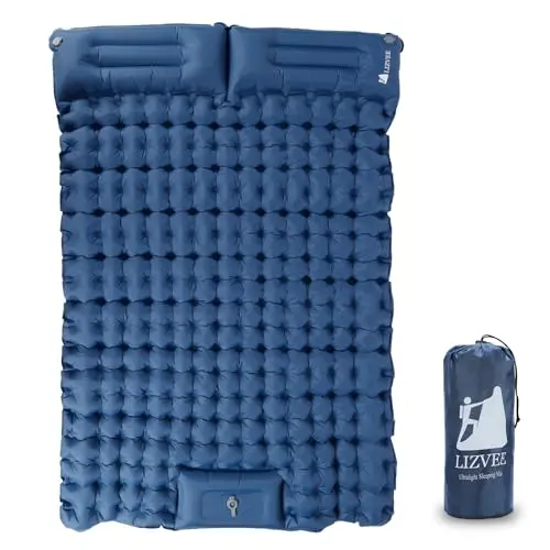 LIZVEE Isomatte Selbstaufblasend für 2 Personen 200x140cm - Ultraleichte, wasserdichte Schlafmatte mit Kissen