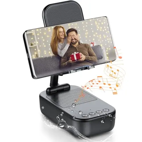 Bluetooth Lautsprecher mit Handyständer und HD-Sound, wasserdicht, tragbar, kompatibel mit Phone/Pad, ideal als Geschenk