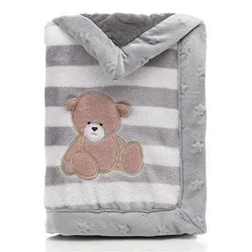 LANDOR Babydecke aus weichem Flanell für Winter, bequeme Decke für Kleinkinder (Grauer Bär)