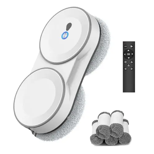 Fensterputzroboter mit Fernbedienung, 3 Reinigungsmodi, automatische Doppel-Sprühfunktion, Navigation, 60ml Tank, für Glas und Türen (Weiß)
