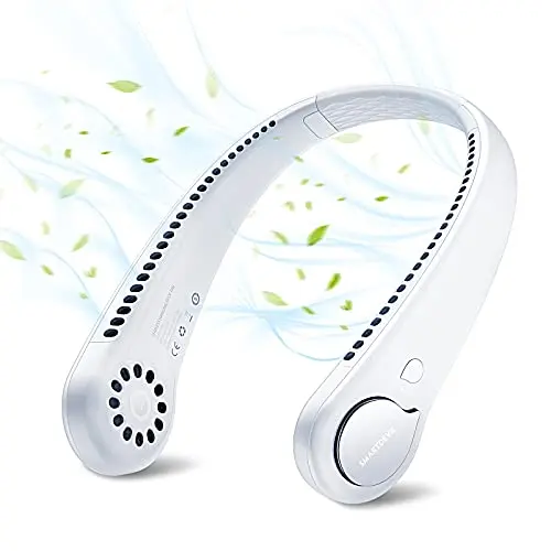 SMARTDEVIL Nackenventilator, tragbar, wiederaufladbar mit 3 Geschwindigkeiten, ideal für Büro und Reisen (Weiß)