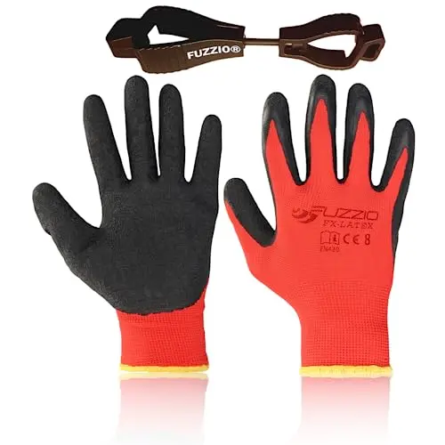 FUZZIO 24 Paar Gartenarbeitshandschuhe M-8 Rot