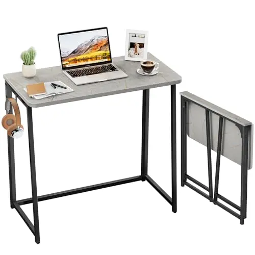 WOHOMO Klappschreibtisch 80 cm für kleine Räume - Ideal für Home Office, Grau