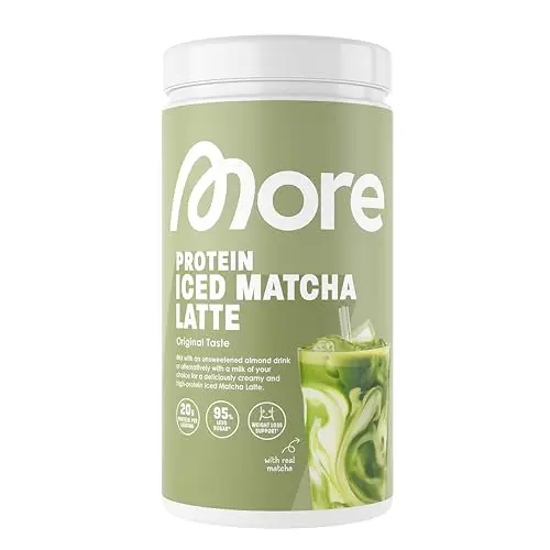 MORE Protein Iced Matcha Latte, 500g - Proteinreicher Matcha mit wenig Zucker und Fett, made in Germany