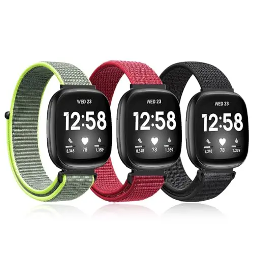 Ecogbd Nylon Ersatzarmband für Fitbit Versa 3/4, Sense 2/Sense, verstellbares, atmungsaktives Sportarmband für Damen und Herren