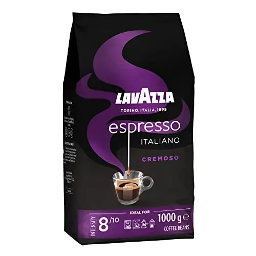 Lavazza Espresso Italiano Cremoso Kaffeebohnen, Aromanoten von Gewürzen und Kakao, 1 kg