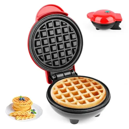 Mini Waffeleisen für Belgische Waffeln, 10 cm - Kompakt & ideal für unterwegs