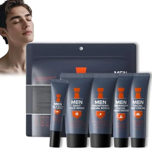 Korean Skincare Set für Männer – 5-teiliges Pflegepaket mit Niacinamide, Centella, Face Wash, Gesichtsscrub, Tages- und Nachtcreme