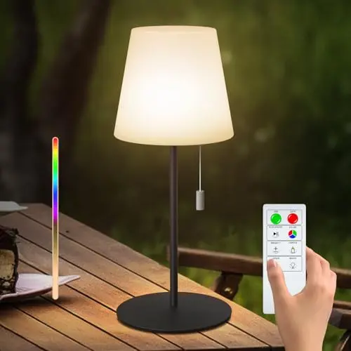 Postlucky Kabellose LED Tischlampe Dimmbar mit Farbwechsel - Warmweiß, Akku, IP44 Wasserdicht (Schwarz)