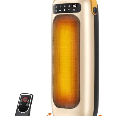 Energiesparender Heizlüfter mit 1500W, 4 Modi, Oszillation, Timer, leise, sicher & kabellos – ideal für Innenräume