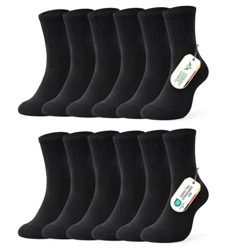FALARY Herren Socken 39-42 Schwarz, 6 Paar, Atmungsaktive Business Crew-Socken