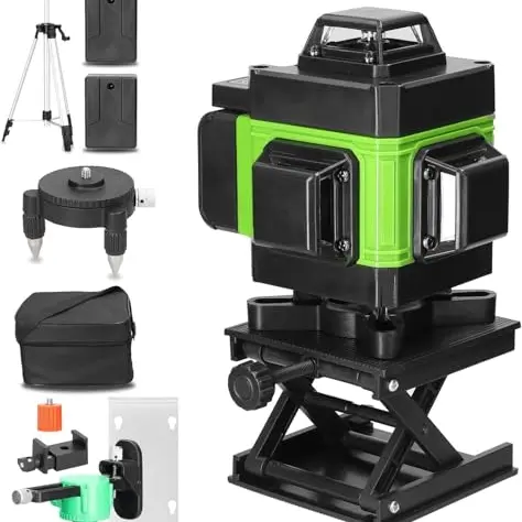 Kreuzlinienlaser mit Stativ, 360° Level, selbstnivellierend, IP54, Akku +Stativ für Fliesen & Wandinstallation