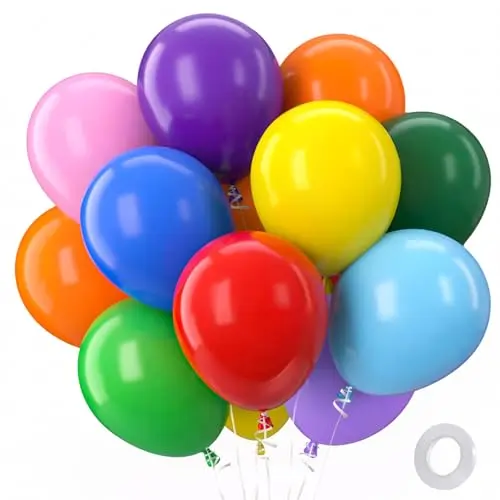 Bunte Luftballons für Geburtstag - 100 Stück, Helium Ballons in Regenbogenfarben für Kinderparty, 12 Zoll
