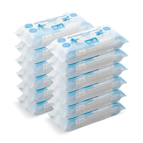 Amazon Ultrasensitive Babyfeuchttücher, 720 Stück, unparfümiert, 12 Packungen