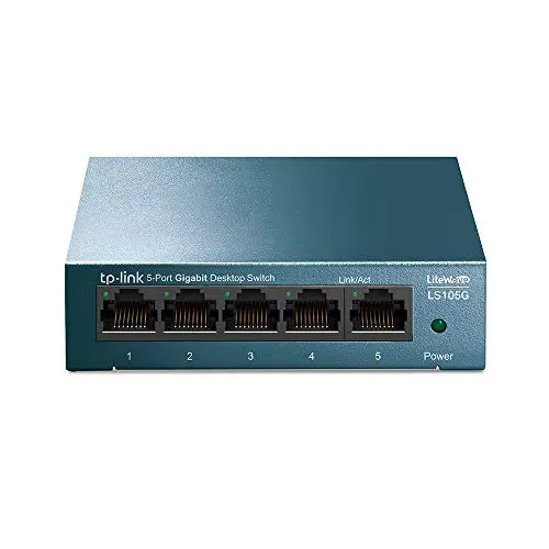 TP-Link LS105G 5-Port Gigabit Switch - Plug-and-Play, lüfterlos, blau metallic