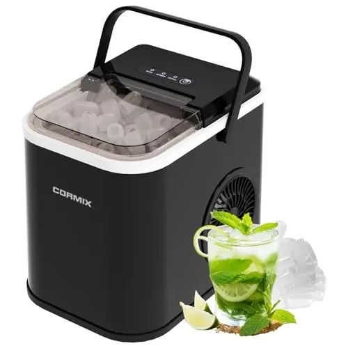 Eiswürfelmaschine 120W - 8 Eiswürfel in 6 Min, Selbstreinigung, für Küche, Büro und Party