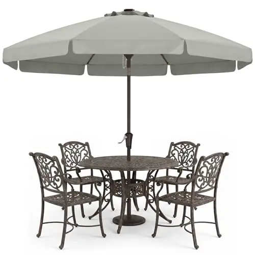ABCCANOPY Sonnenschirm 230cm, wasserabweisend, für Garten im Freien, Hellgrau