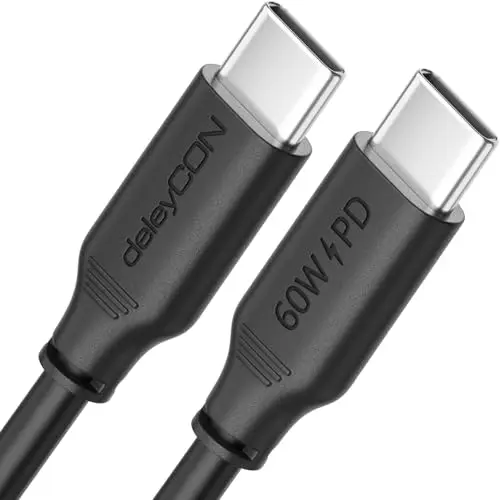 deleyCON 1m USB-C Kabel 60W Schnellladung für iPhone 17/16/15 Pro Max, Galaxy S25/S24/S23, Pixel, iPad Pro, MacBook Air, Switch, PS5