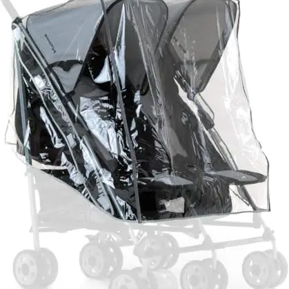 Hauck Regenschutz für Zwillingskinderwagen – Universale Regenhaube, Faltbar und Wetterfest