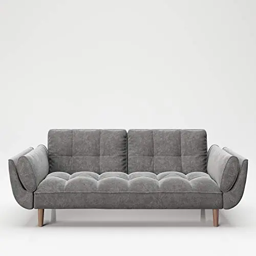 PLAYBOY Sofa mit Bettfunktion, Grau, Samtstoff, Retro-Design, verstellbare Rückenlehne, 2- und 3-Sitzer