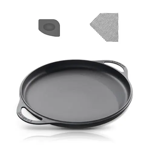 COOKLIFE 30,5 cm Gusseisen-Grillplatte mit Reinigungsset – leicht zu reinigen und vielseitig einsetzbar