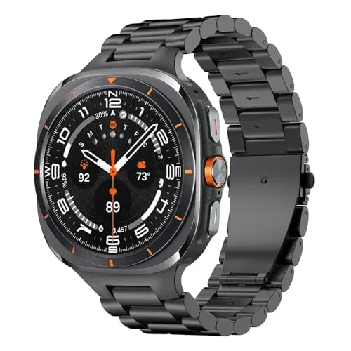 MoKo Metall Armband für Samsung Galaxy Watch Ultra 47mm - Edelstahl Ersatzarmband in Schwarz für Damen und Herren