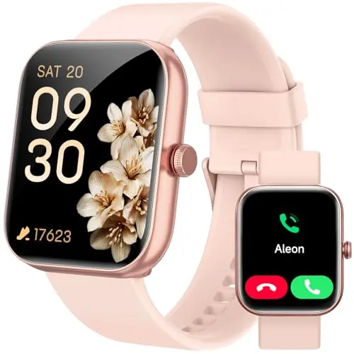 Yoever Smartwatch für Damen und Herren mit Telefonfunktion & Alexa, 1,91" Fitnessuhr, 100 Sportmodi, IP68 wasserdicht, Rosa