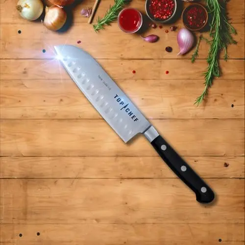 Premium Santoku Messer aus rostfreiem Stahl - Küchenmesser für präzises Schneiden von Fleisch, Gemüse und Obst