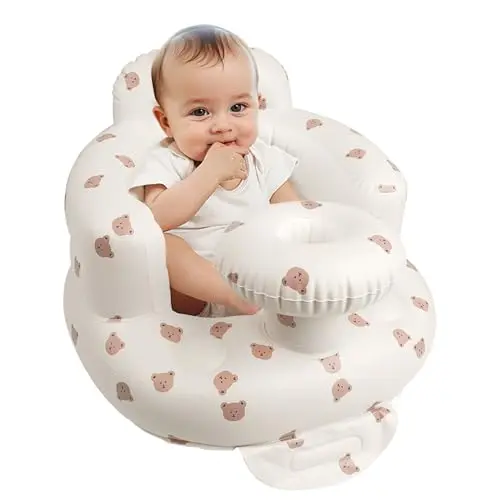 Aufblasbarer Babystuhl mit Tablett für Babys ab 3 Monaten - Bärenkopf