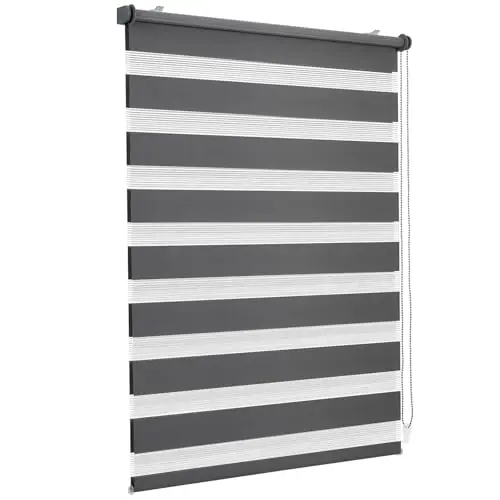 Sekey Doppelrollo Klemmfix, 50 cm breit, Dunkelgrau, ohne Bohren