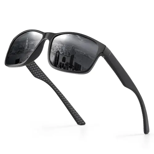 Occhsouo Sonnenbrille Damen und Herren UV400 Schutz polarisiert, Sport, leichtes TR90 Rahmen, Dunkelgrau, ideal fürs Angeln, Fahren & Skifahren