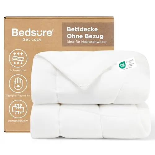 BEDSURE Kühlende Bettdecke 150x200 - Leichte Atmungsaktive Decke für Nachtschwitzer, Doppelseitig, Weiß