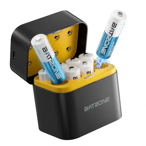 BATZONE Wiederaufladbare AA Akkus 8-Pack mit Ladegerät - Hohe Kapazität 1.5V