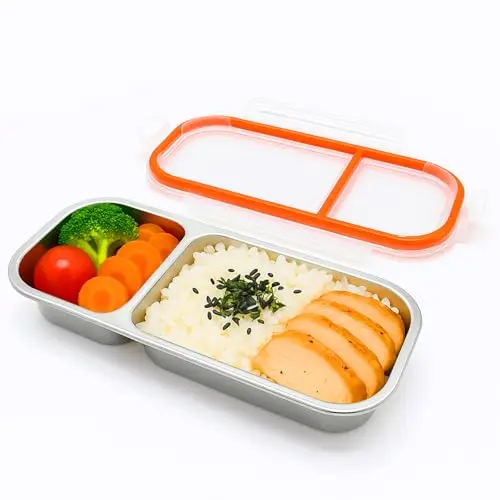 Kelav Snackbox aus Edelstahl für Kinder - Unterteilte Snackdose mit Fächern für Süßigkeiten, Kekse und Gemüse