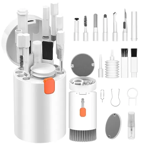 VICHYIE 20-in-1 Tastatur-Reinigungsset mit Bürste, für AirPods 1/2/3/Pro, Laptop, Handy, Tastatur, Ohrhörer, Kamera (Weiß)