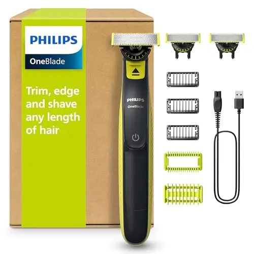 PHILIPS OneBlade 360 - Elektrischer Rasierer und Trimmer für Gesicht und Körper mit 3 Trimmaufsätzen