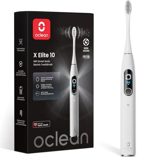 Oclean X Elite 10 elektrische Zahnbürste mit Touchscreen, 5 Reinigungsmodi, 40 Tage Akku, leise, in Grau