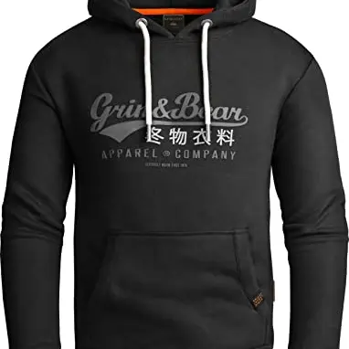 Grin&Bear Herren Hoodie Sweatshirt Schwarz XL