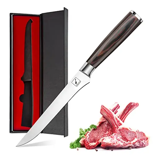 imarku 17cm Ausbeinmesser - Flexibles Filetiermesser aus Edelstahl mit Pakkaholz-Griff - Perfektes Geschenk zum Muttertag
