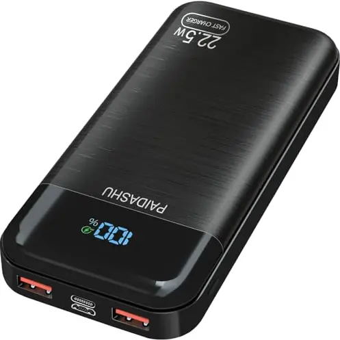 Power Bank 27.000mAh 22,5W Schnellaufladende Powerbank mit USB-C und LED Display, 3 Ausgängen, Tragbares Ladegerät für Smartphones