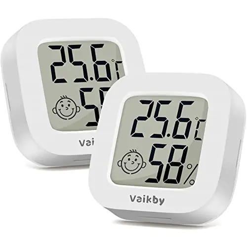 Vaikby Mini Digital Thermometer & Hygrometer, 2er Set - Raum- und Luftfeuchtigkeitsmesser für Zuhause, Büro & Gewächshaus