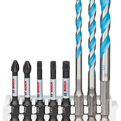 Bosch 8-teiliges Schrauberbit und Bohrer Set, Pick and Click, für Schlagschrauber und Akkubohrschrauber