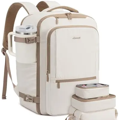 LOVEVOOK Handgepäck Rucksack 40L - Wasserdichter Rucksack für Reisen & Arbeit, Beige