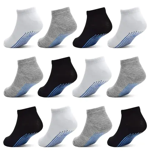 HYCLES Baby Anti-Rutsch Knöchelsocken für Jungen und Mädchen, 12 Paare, 1-3 Jahre