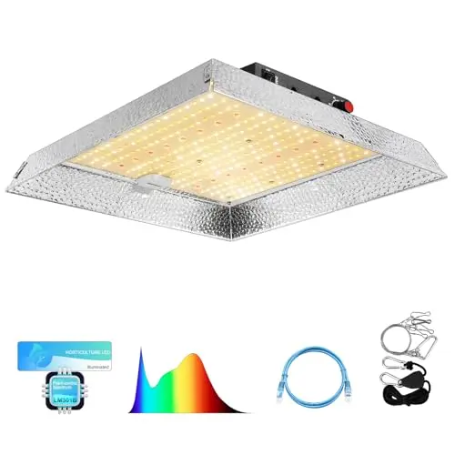 YAYZA! 2024 100W LED Grow Lampe - Vollspektrum Pflanzenlicht für Zimmerpflanzen und Gemüse mit Dimmfunktion