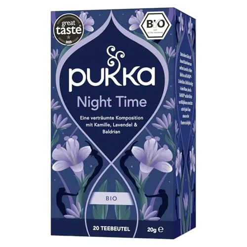 Pukka Bio-Kräutertee Night Time – Kamille, Lavendel & Baldrian | 20 Teebeutel