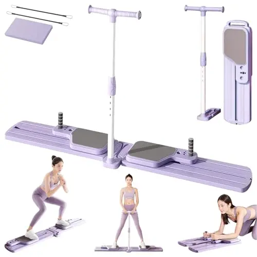 Pilates Reformer Trainingsboard und Yoga Übungsbrett Set - Faltbarer Ab Core Trainer für Frauen und Männer