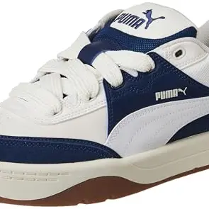 PUMA Unisex Park Lifestyle Sk8 Sneaker, Warmweiß und Blau, Größe 46 EU