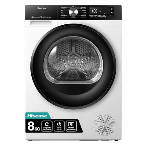 Hisense DH3S802BW3, 8KG Wärmepumpentrockner, 16 Programme, ConnectLife, TwinAir, Weiß, Energieeffizienz C